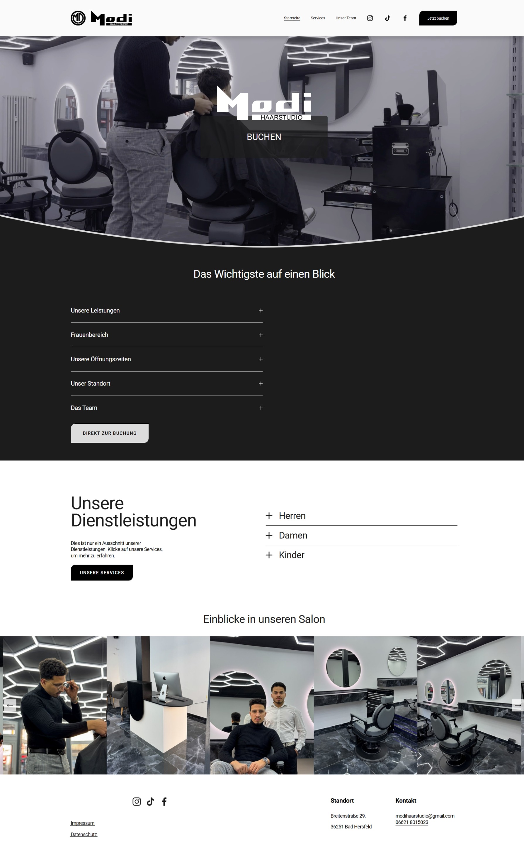 Modi Haarstudio Website - Modernes Webdesign Beispiel